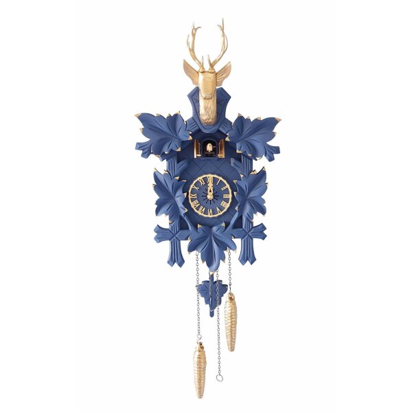MyKuckoo - Blue Beauty Vogel Gold grand - horloge coucou  - Quartz - avec arrêt nocturne